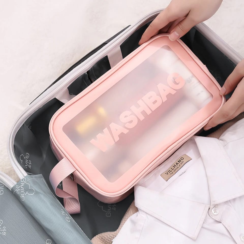 Portable Makeup Organizer Bag WASHBAG-(5738)Pink Small(SA2405-118) Cosmetic Organizer Apricot   