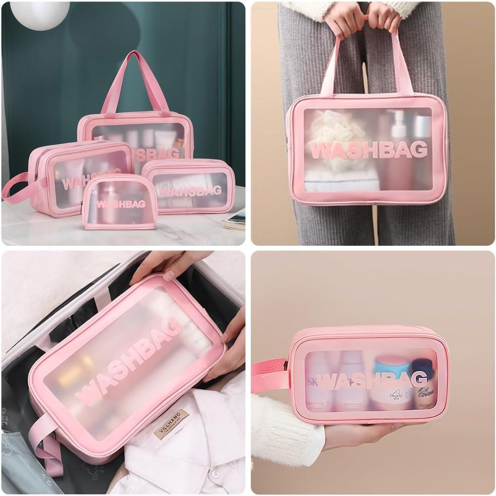 Portable Makeup Organizer Bag WASHBAG-(5738)Pink Small(SA2405-118) Cosmetic Organizer Apricot   