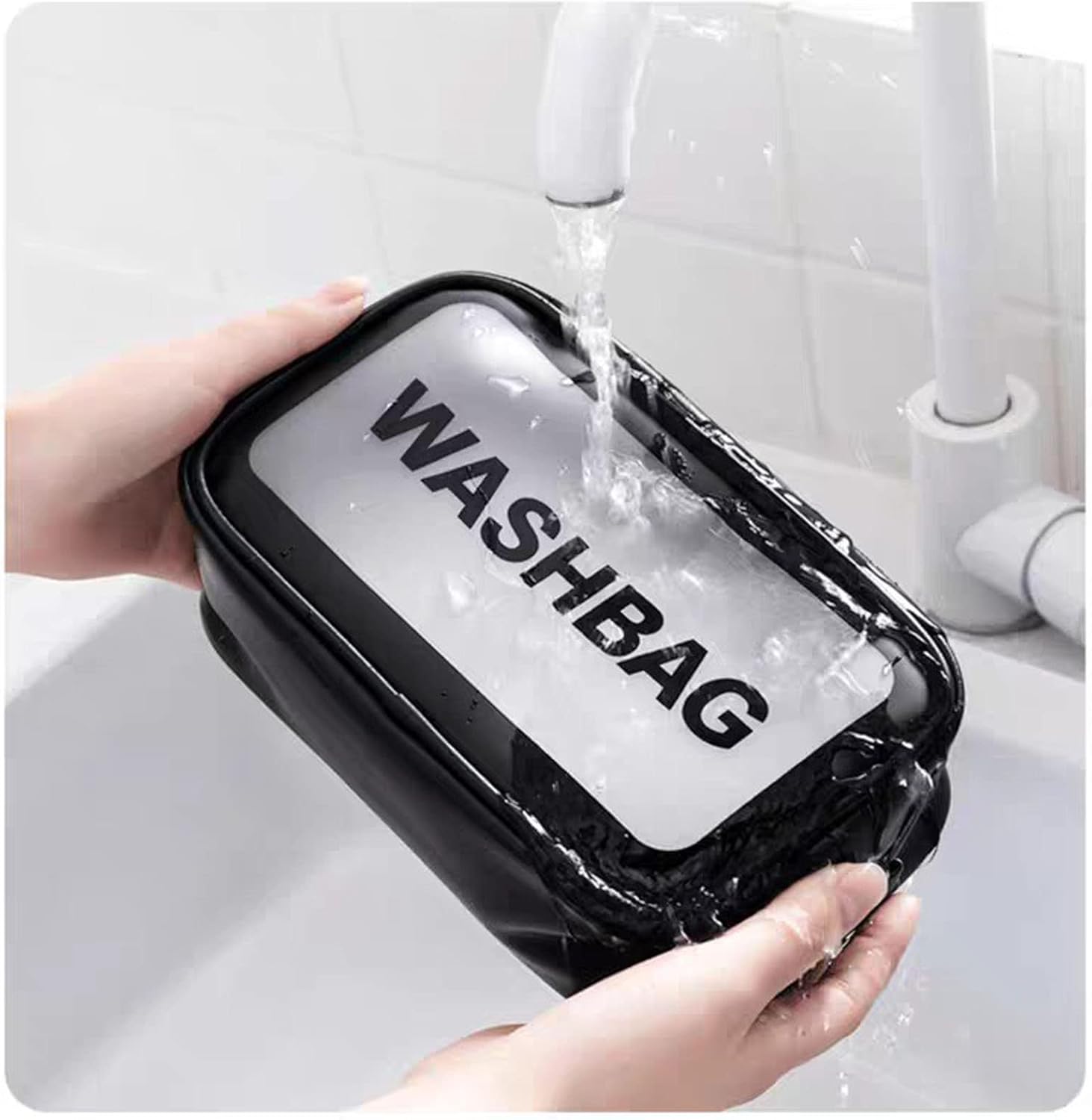 Portable Makeup Organizer Bag WASHBAG-Black Large14626(SA2405-119) Cosmetic Organizer Apricot