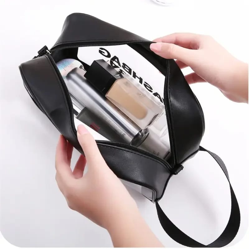 Portable Makeup Organizer Bag WASHBAG-Black Large14626(SA2405-119) Cosmetic Organizer Apricot