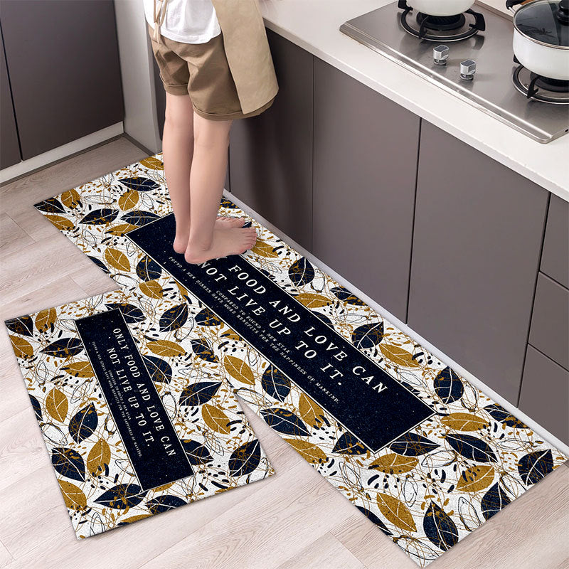 Premium Padded Anti slip Kitchen Mat Set-Food and Love Rugs Apricot   