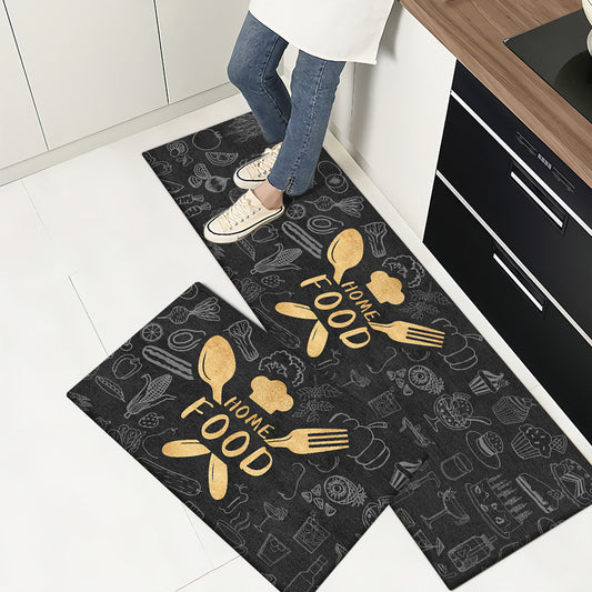 Premium Padded Anti slip Kitchen Mat Set-Home Food Rugs Apricot   