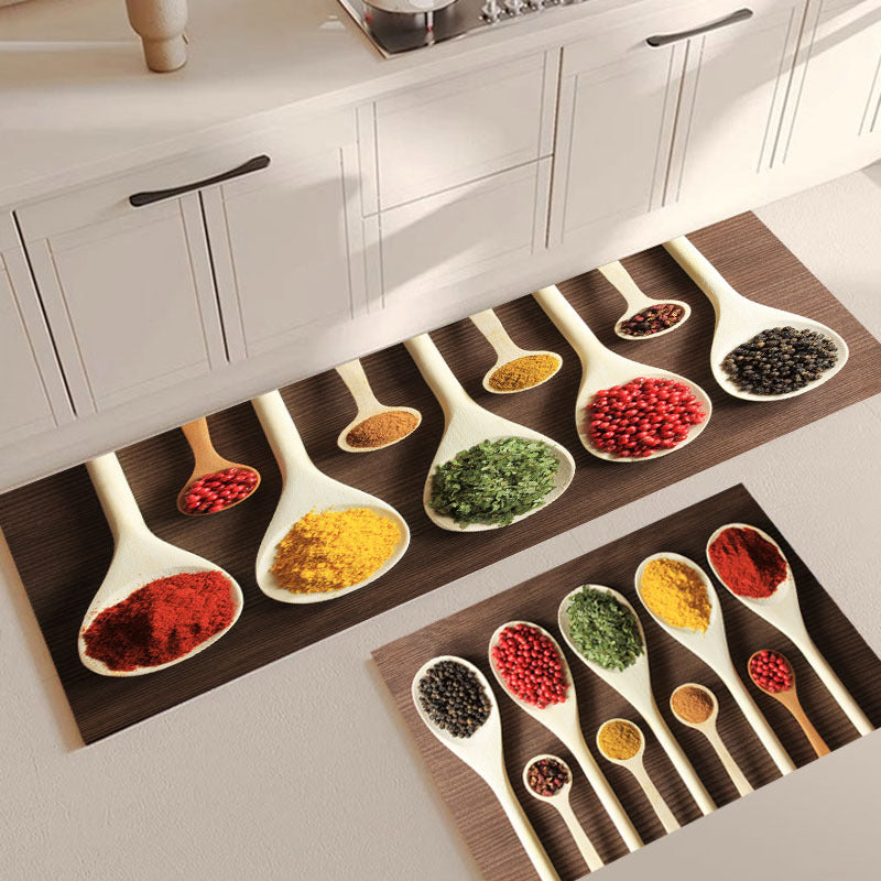 Premium Padded Anti slip Kitchen Mat Set-Spices Rugs Apricot   