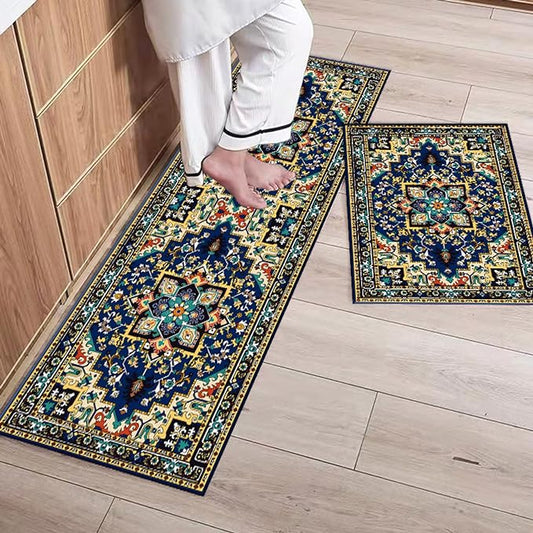 Premium Padded Anti slip Kitchen Mat Set-Tribal Rugs Apricot   