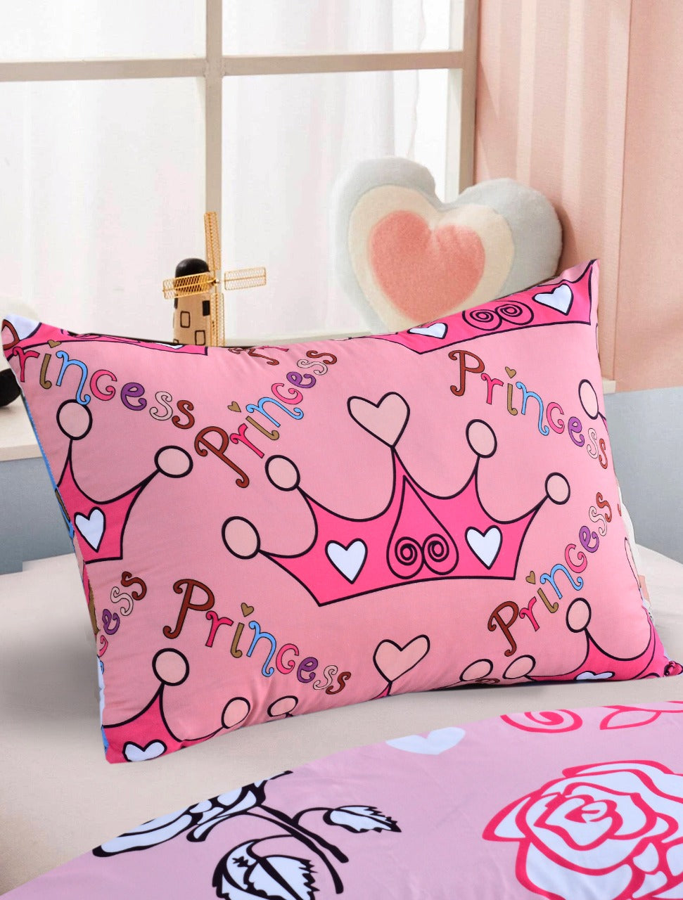 2Pcs Digital Printed Single Bed Sheet- Disney World single bed sheet Apricot
