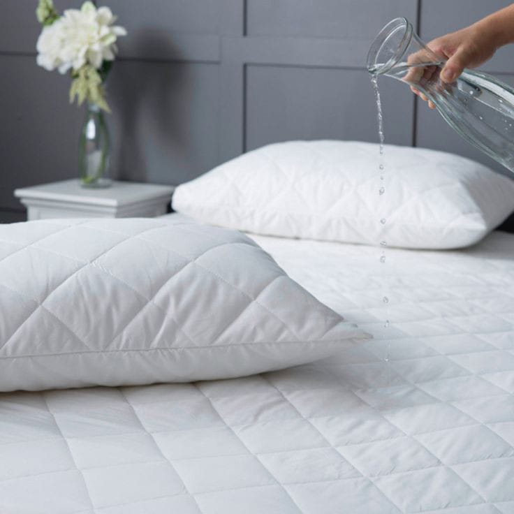 Quilted Pillow Protector-White FILLINGS The Apricot Linen   