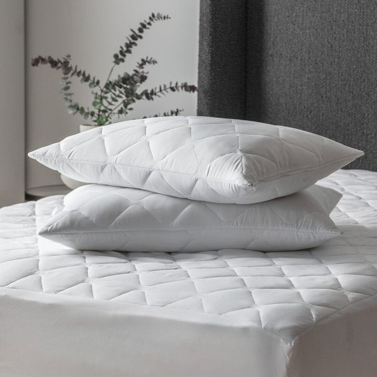 Quilted Pillow Protector-White FILLINGS The Apricot Linen   