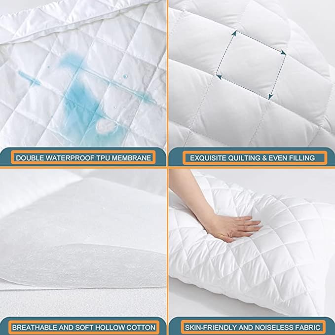 Quilted Pillow Protector-White FILLINGS The Apricot Linen   