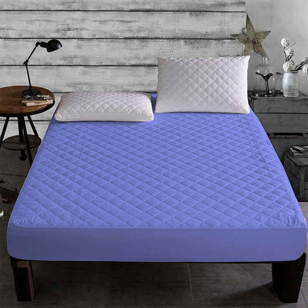 Quilted Waterproof Mattress Protector-Aqua Blue Apricot