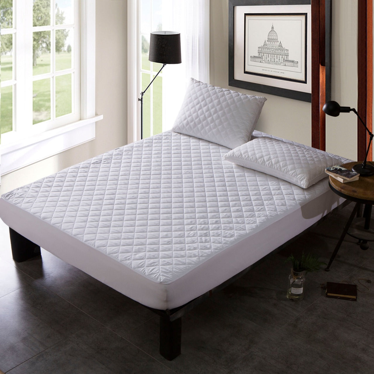 Quilted Waterproof Mattress Protector-White Protectors Apricot   