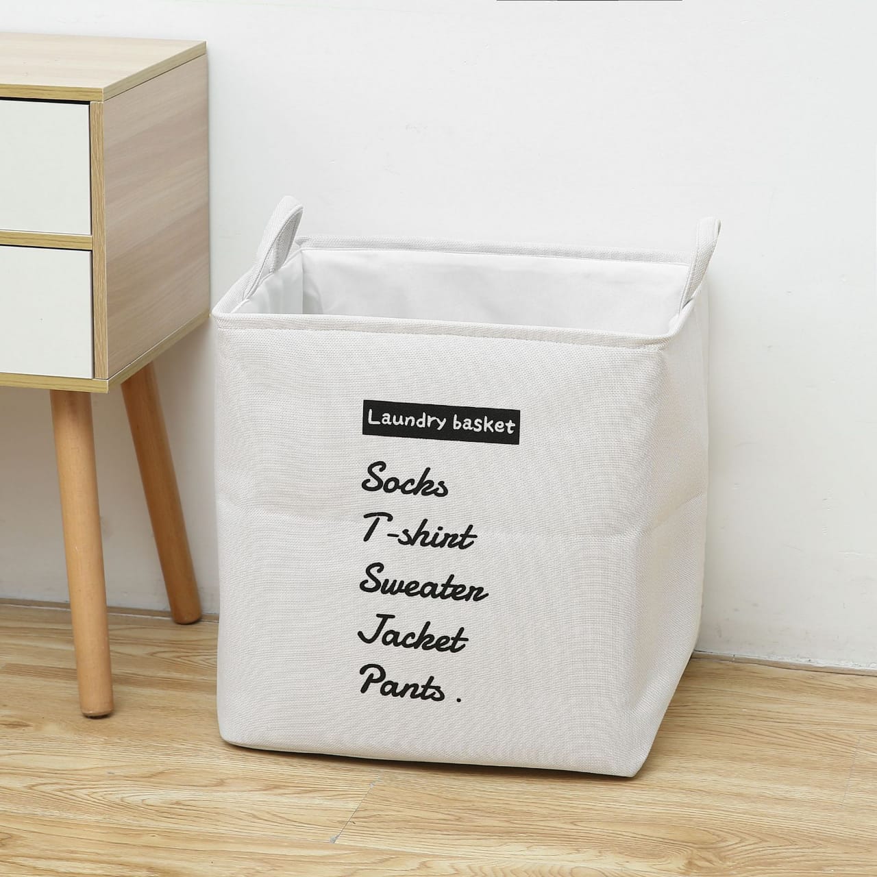 Rectangular Eva Collapsible Laundry Basket(2616)-White  Apricot   