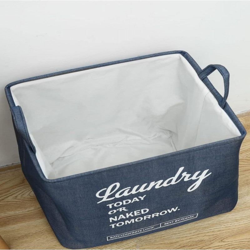 Rectangular Eva Collapsible Laundry Basket-Blue  Apricot   