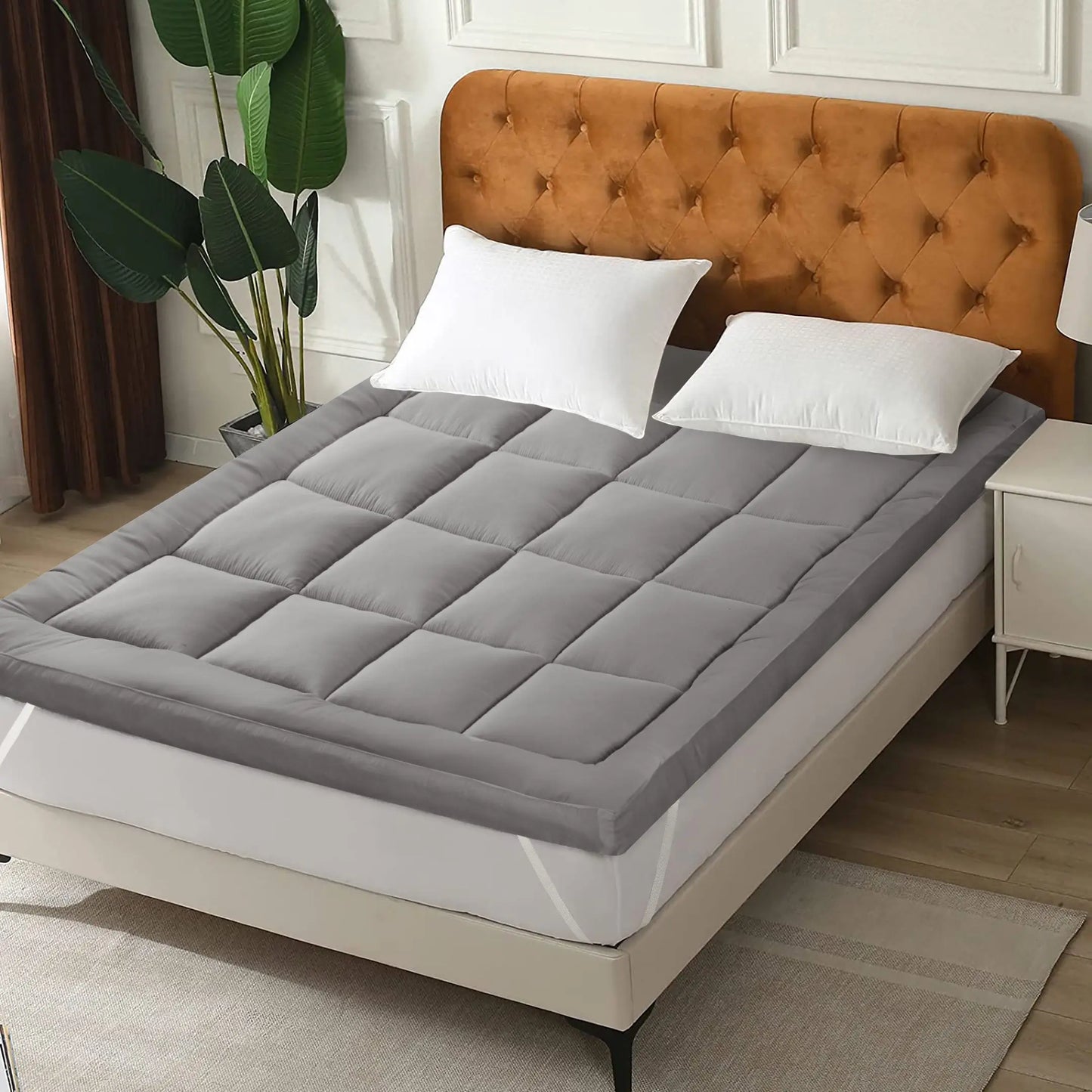 Winter Mattress Topper 700 GSM- Grey Comforters Apricot