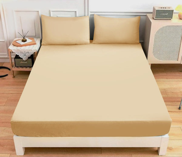 Rich Cotton Fitted Sheet-Beige Apricot