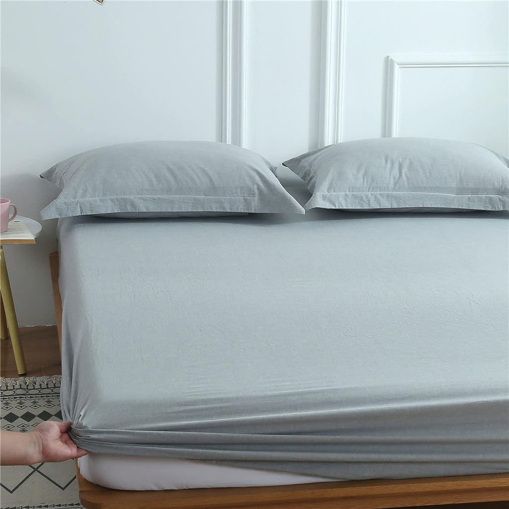 Rich Cotton Fitted Sheet-L/Grey Apricot