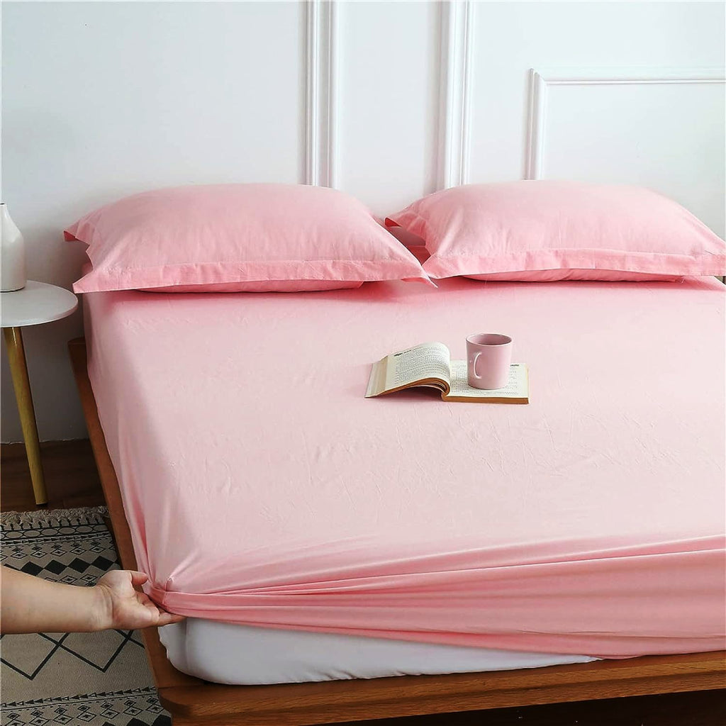 Rich Cotton Fitted Sheet-L/Pink Apricot