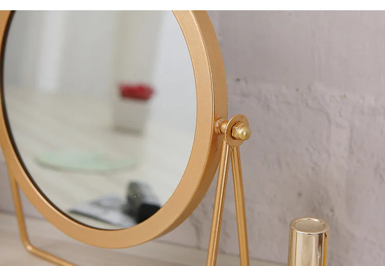 Rotatable Golden Vanity Mirror-(SA2405-157) Cosmetic Organizer Apricot   