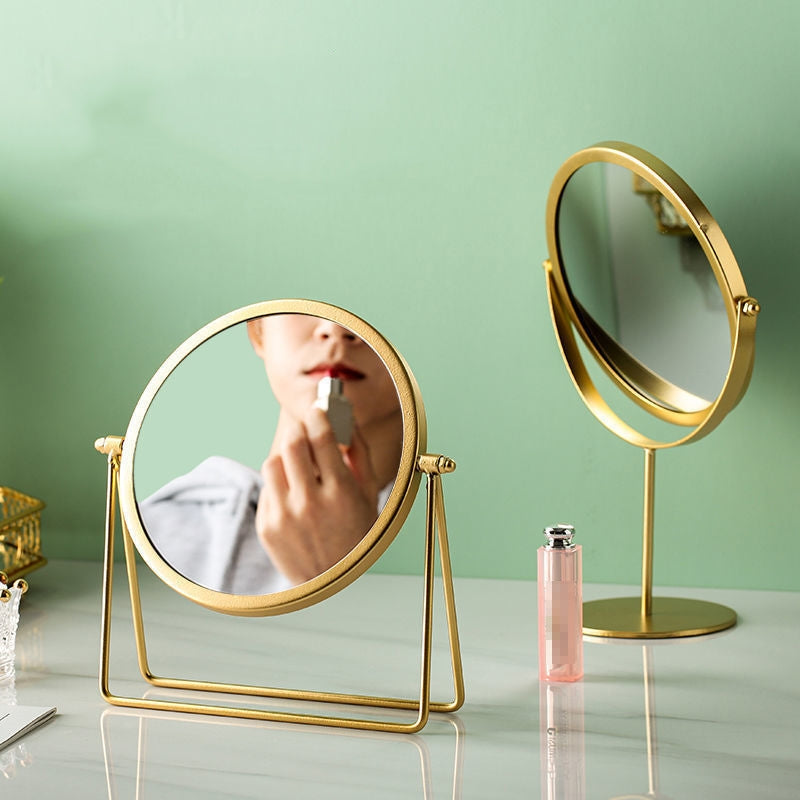 Rotatable Golden Vanity Mirror-(SA2405-157) Cosmetic Organizer Apricot   