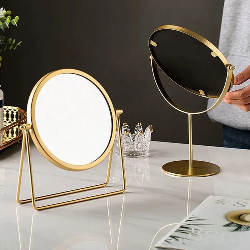 Rotatable Golden Vanity Mirror-(SA2405-157) Cosmetic Organizer Apricot   