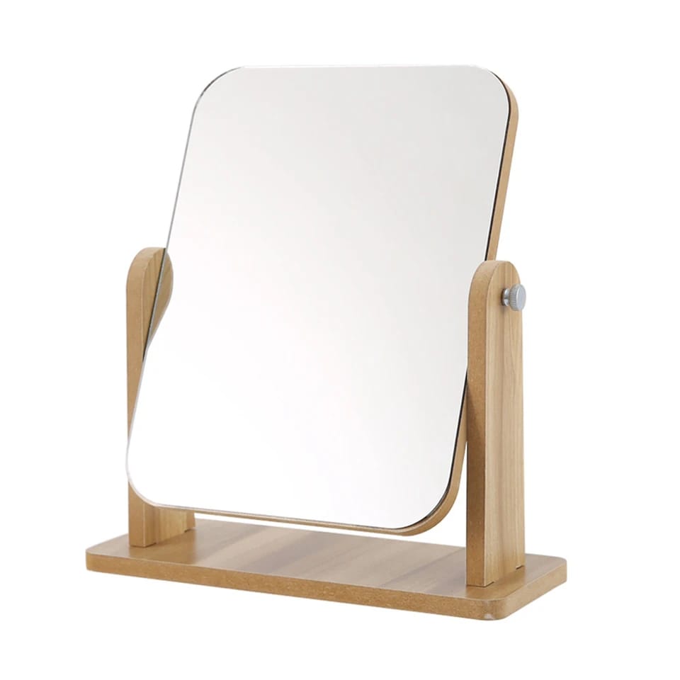 Rotatable Vanity Mirror-(5504)Wooden(SA2405-74 Cosmetic Organizer Apricot   