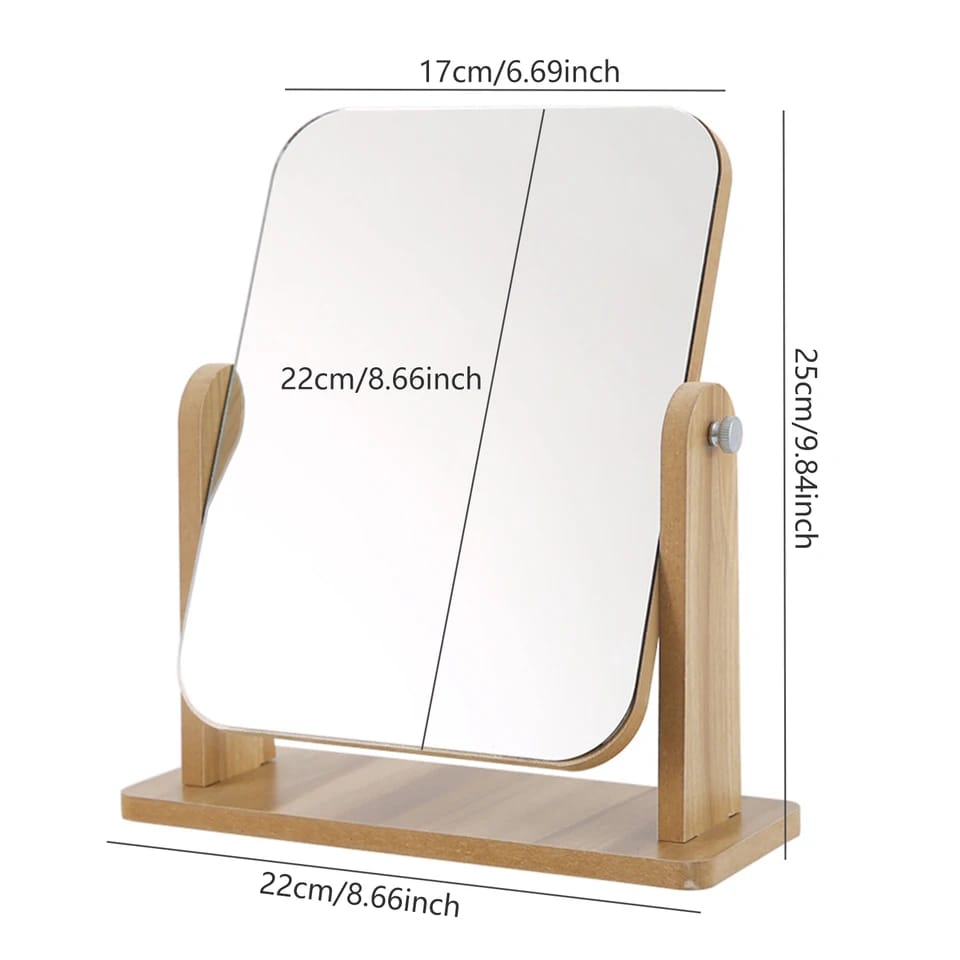 Rotatable Vanity Mirror-(5504)Wooden(SA2405-74 Cosmetic Organizer Apricot   