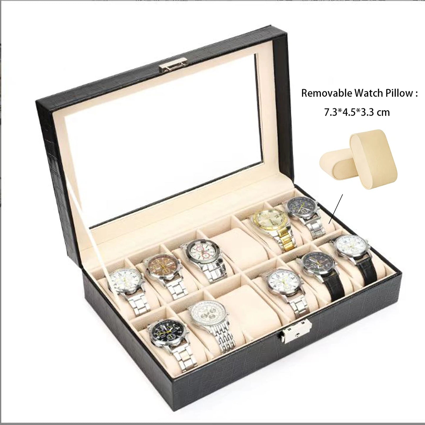 12 Slots Watch Organizer-SA2411-56(Black) Watch box Apricot