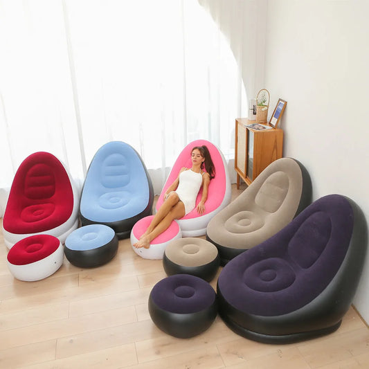Inflatable Sofa With Foot Rest-SA2411-68 Apricot
