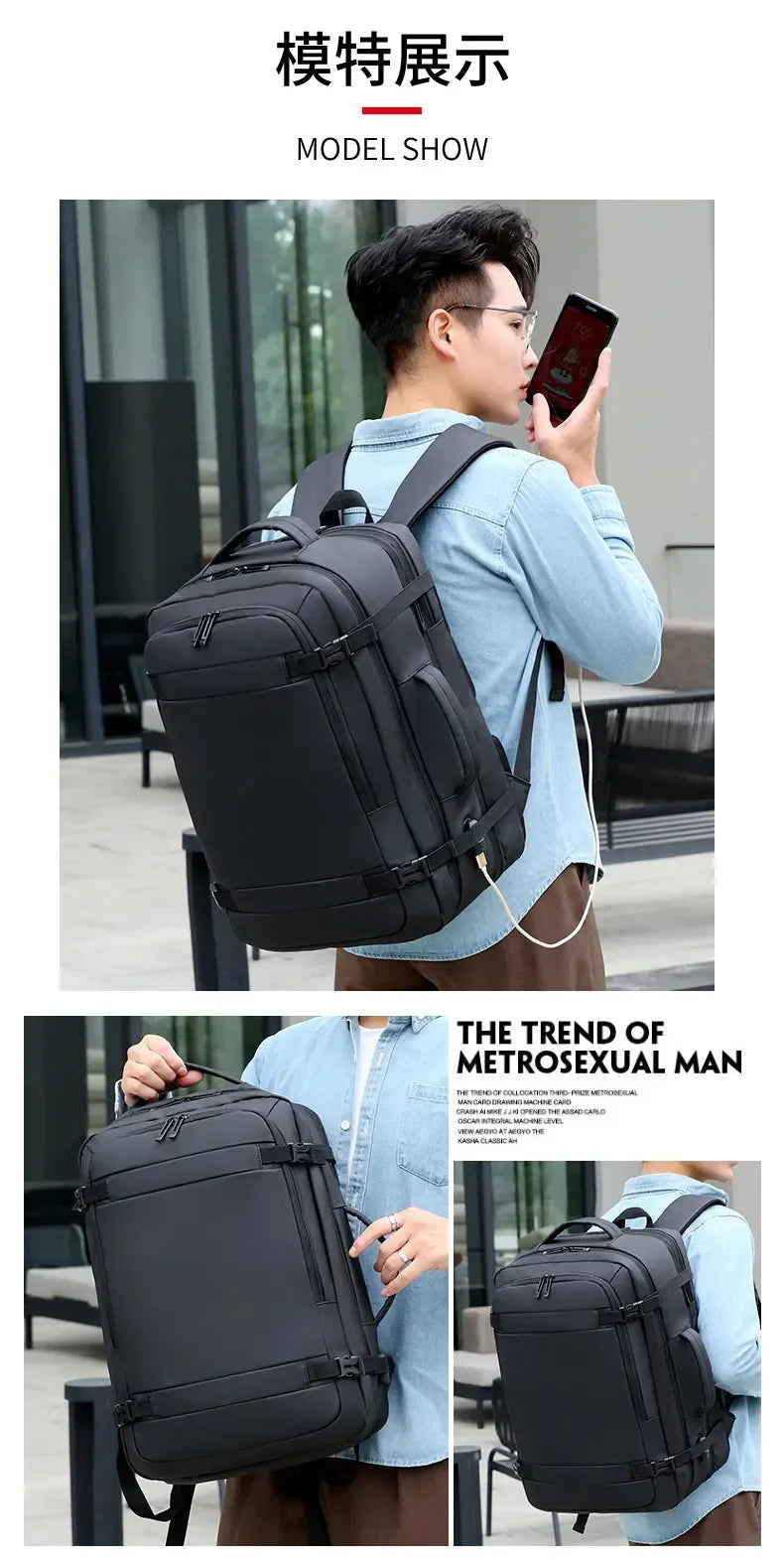 Large Capacity Multifunctional Extensible Rechargeable Hand-held Backpack-SA2408-271 Blankets Apricot