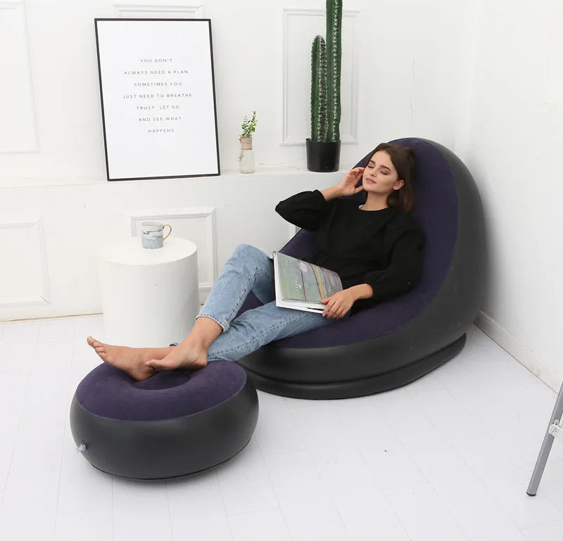 Inflatable Sofa With Foot Rest-SA2411-68 Apricot