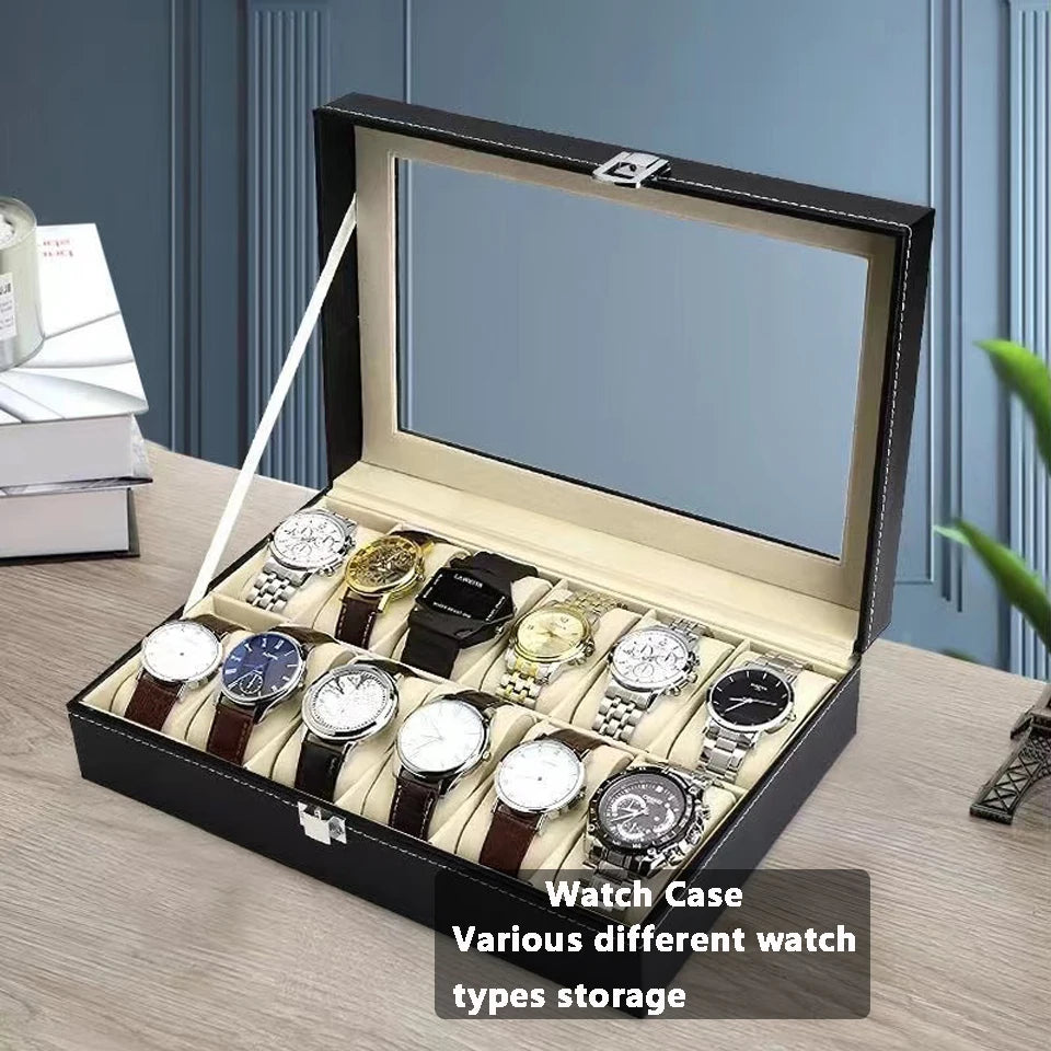 12 Slots Watch Organizer-SA2411-56(Black) Watch box Apricot