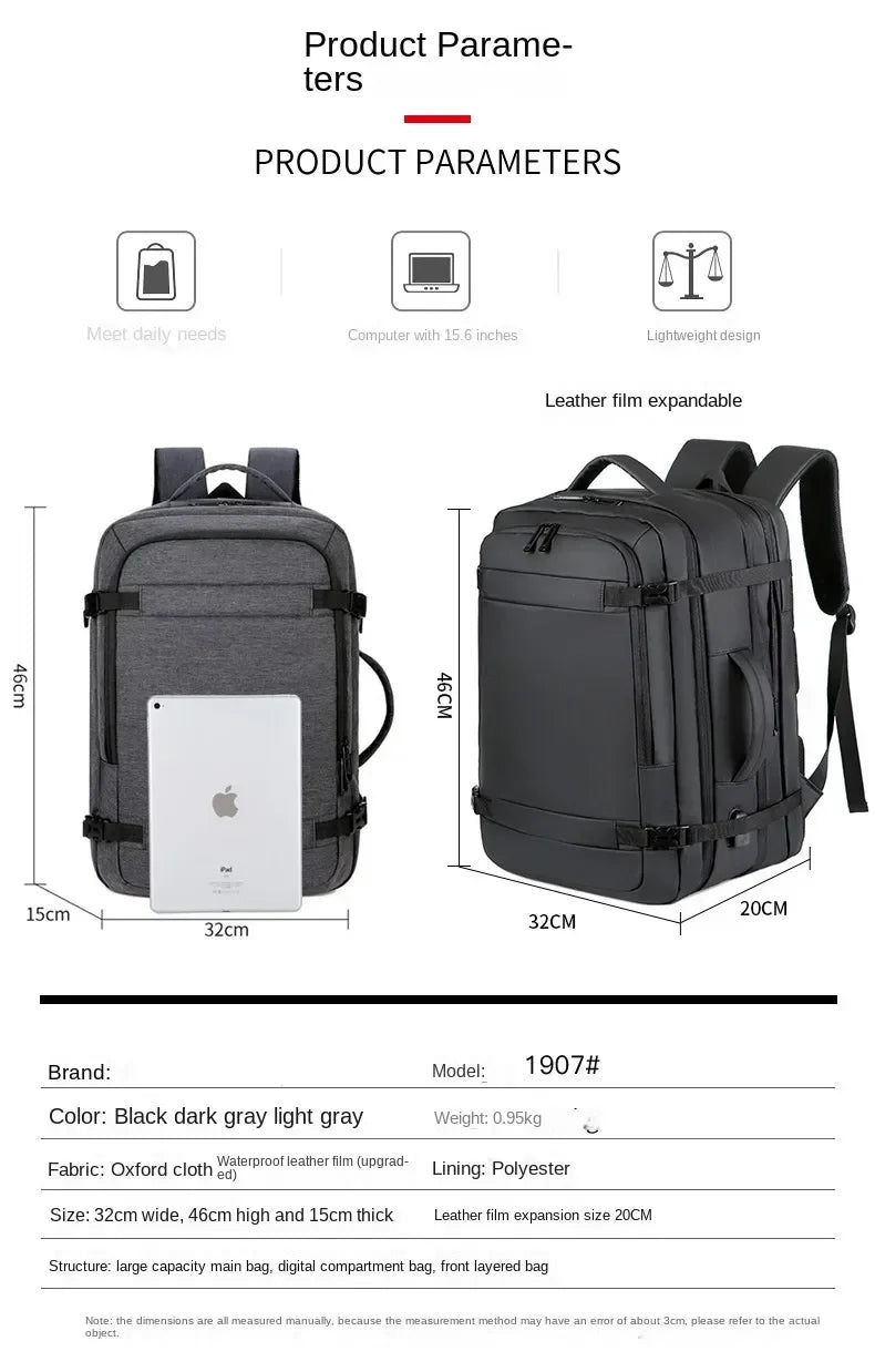 Large Capacity Multifunctional Extensible Rechargeable Hand-held Backpack-SA2408-271 Blankets Apricot