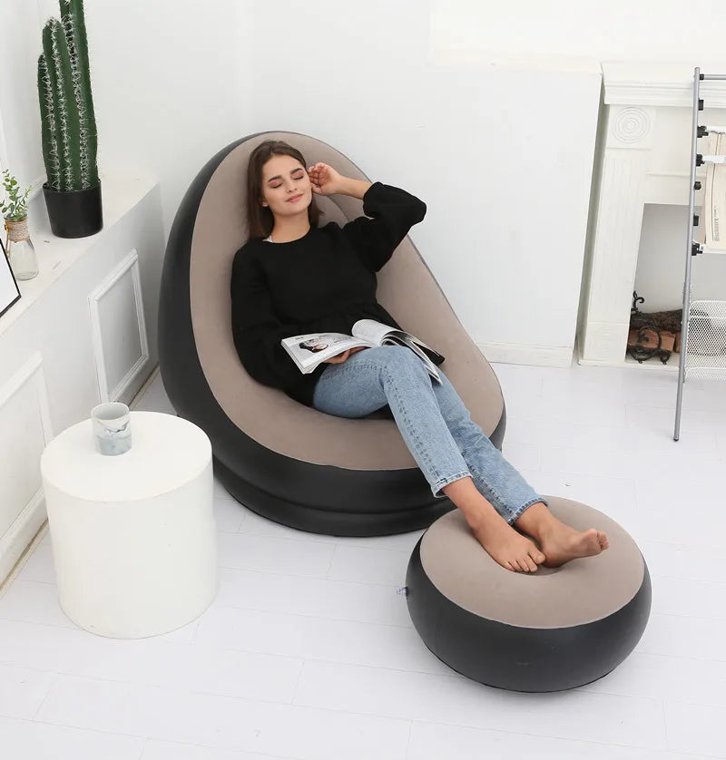 Inflatable Sofa With Foot Rest-SA2411-68 Apricot