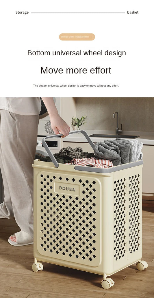 Folded Laundry Basket with Wheel-SA2408-106 Apricot