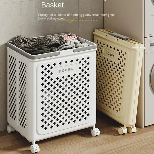 Folded Laundry Basket with Wheel-SA2408-106 Apricot