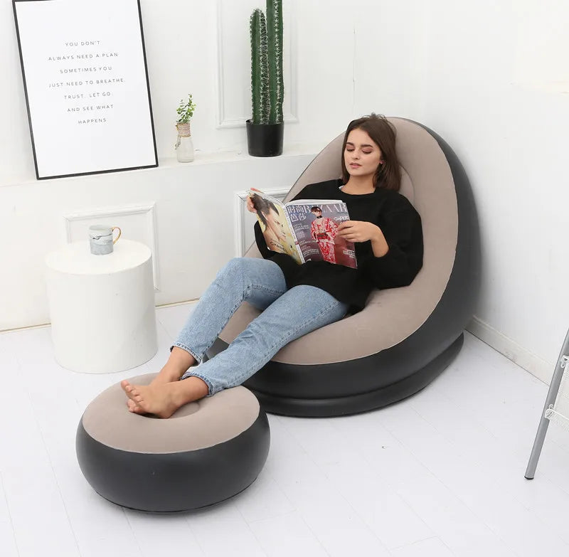 Inflatable Sofa With Foot Rest-SA2411-68 Apricot