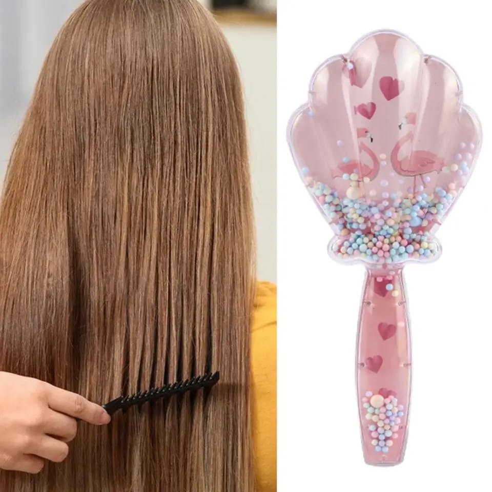 Shell Hair Brush with Handle hair brush Apricot   