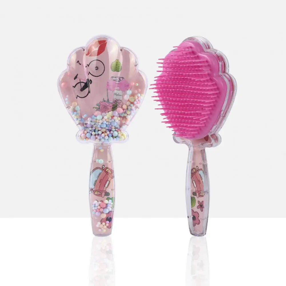 Shell Hair Brush with Handle hair brush Apricot Cartoonic bicycle  