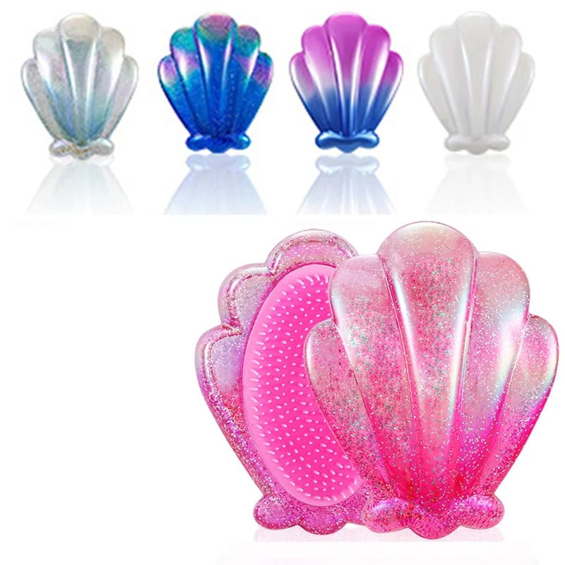 Shiny Shell Hair Brush-Mermaid Shell hair brush Apricot   