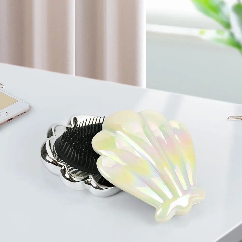 Shiny Shell Hair Brush-Mermaid Shell hair brush Apricot Cream  