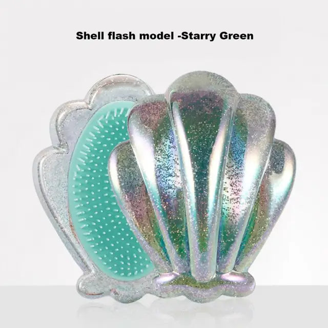 Shiny Shell Hair Brush-Mermaid Shell hair brush Apricot   