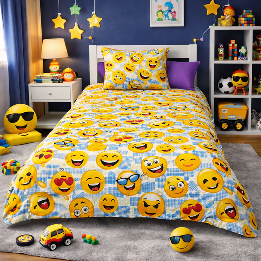 2Pcs Single Bed Sheet-EMOJI single bed sheet Apricot