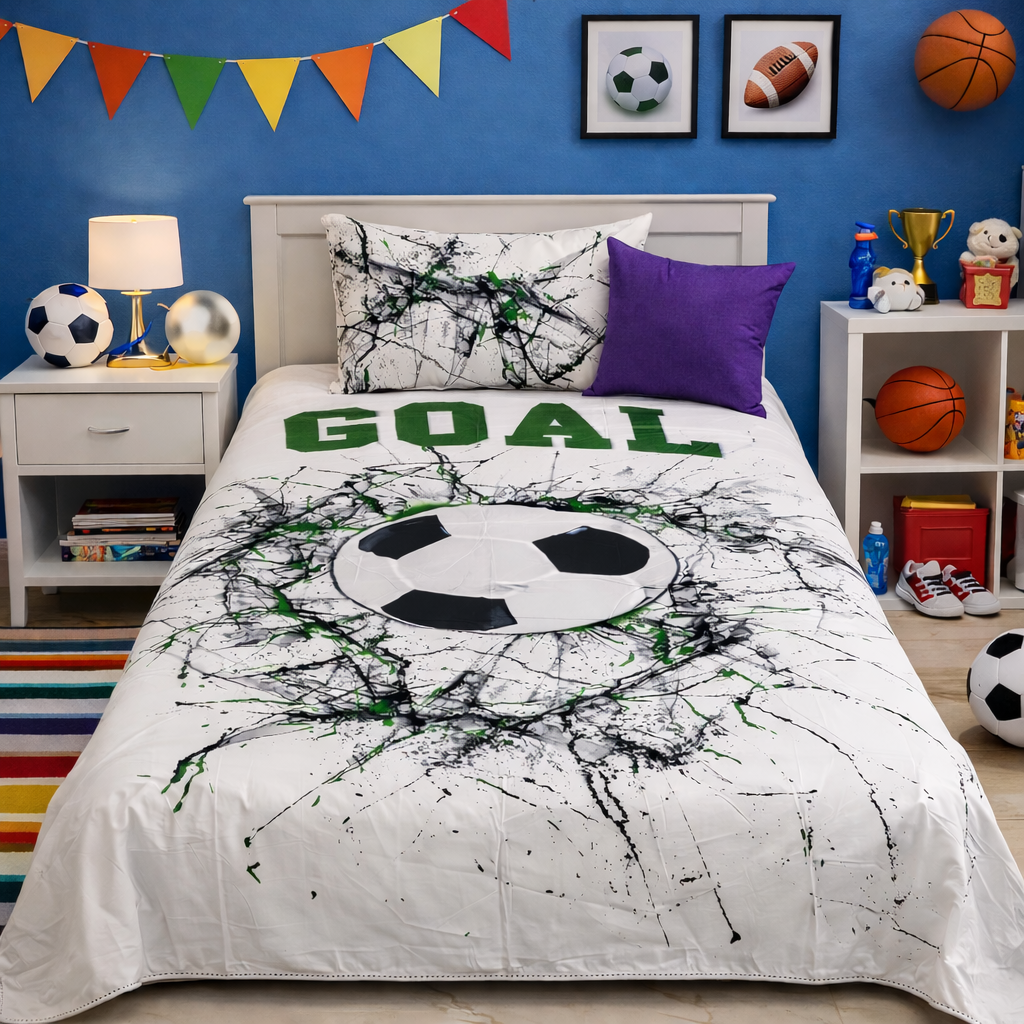 2Pcs Single Bed Sheet-Goal single bed sheet Apricot