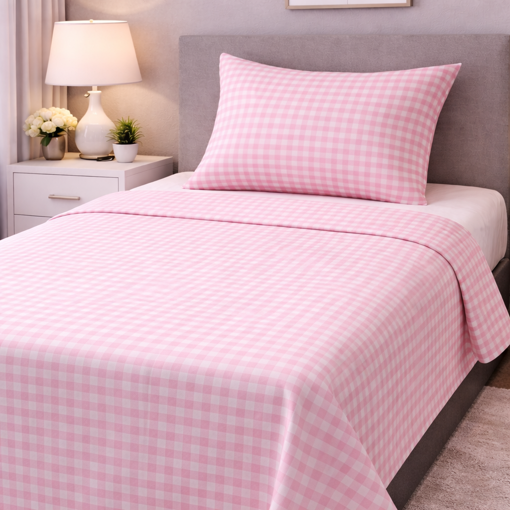 2Pcs Single Bed Sheet-SB337 single bed sheet Apricot
