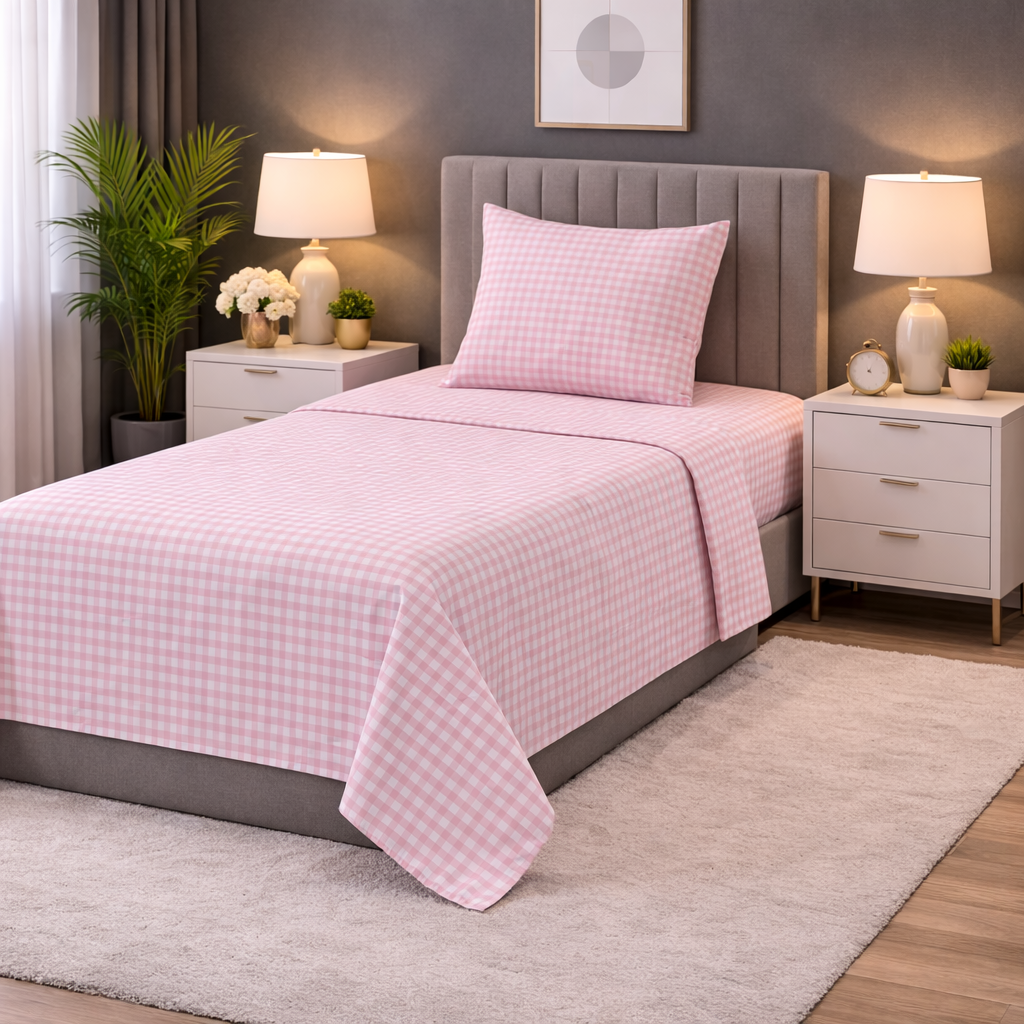 2Pcs Single Bed Sheet-SB337 single bed sheet Apricot