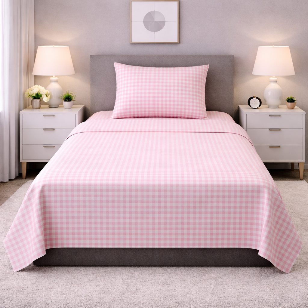 2Pcs Single Bed Sheet-SB337 single bed sheet Apricot