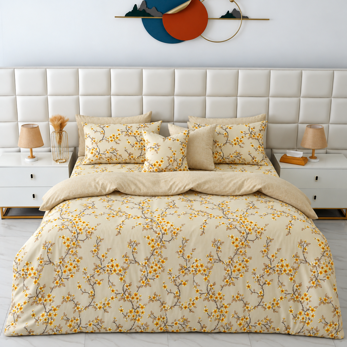 Cotton Quilt Cover- Primerose Bed Sheets Apricot