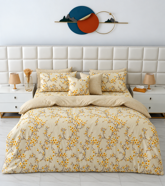 Cotton Quilt Cover- Primerose Bed Sheets Apricot