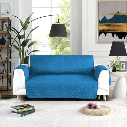 Sofa Cover-Aqua Blue With Pockets Sofa Cover Apricot   