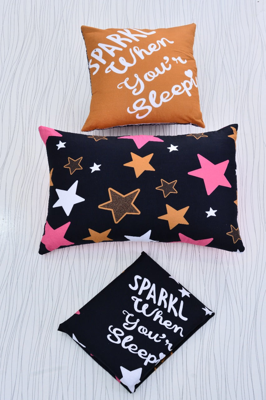 2Pcs Digital Printed Single Bed Sheet- Sparkling single bed sheet Apricot