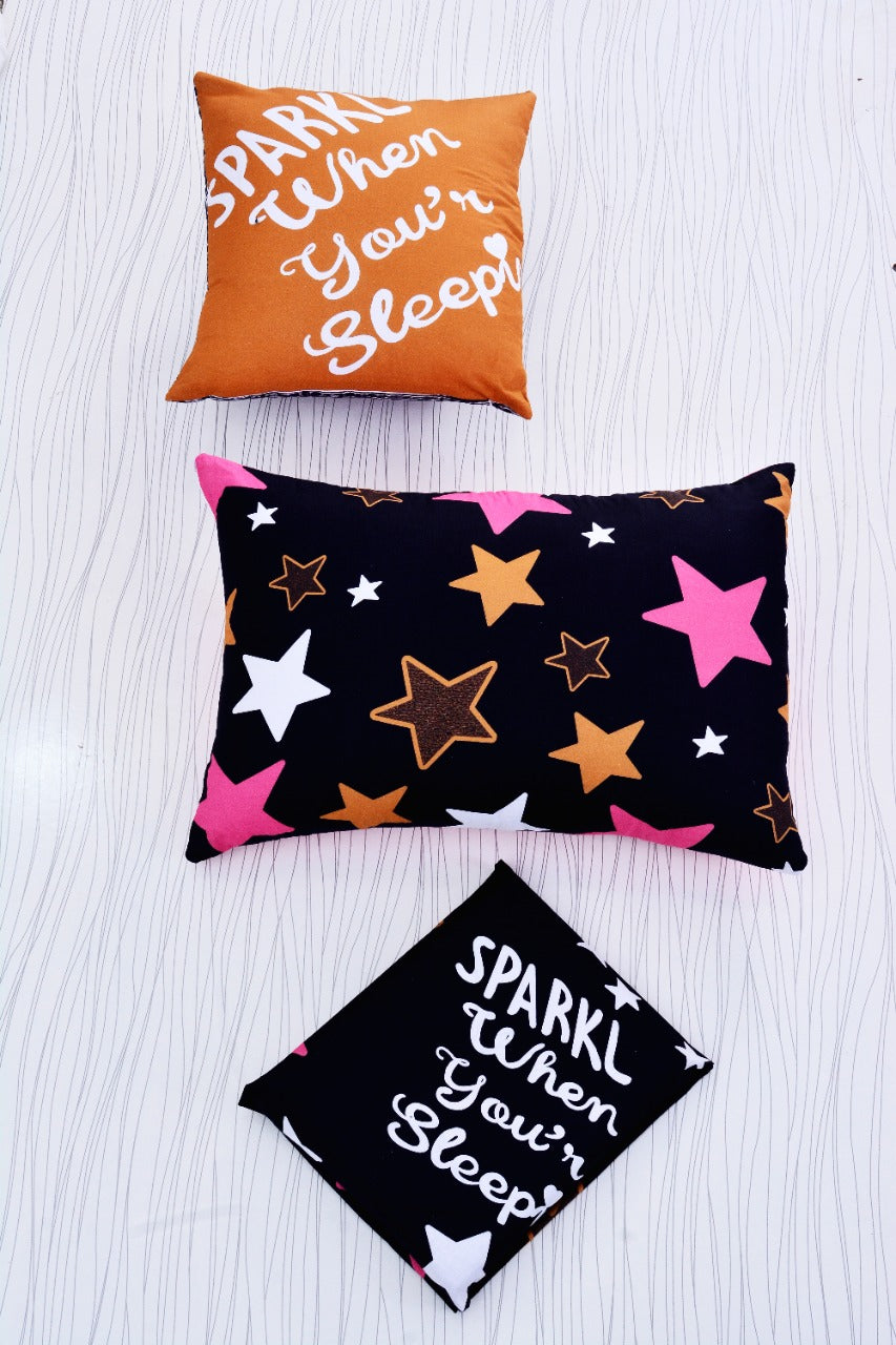 2Pcs Digital Printed Single Bed Sheet- Sparkling single bed sheet Apricot